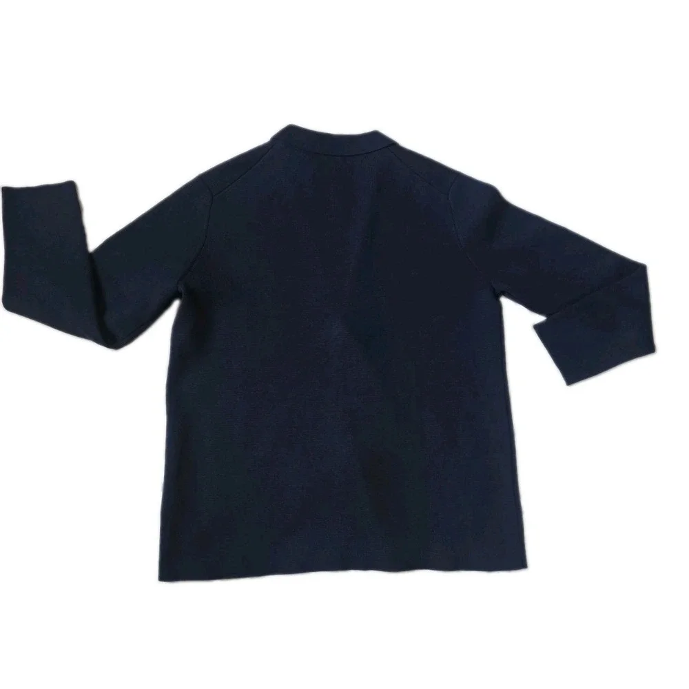Collars & Co. Men's Large Milano Luxury Knit Sweater Blazer Navy Blue Maverick